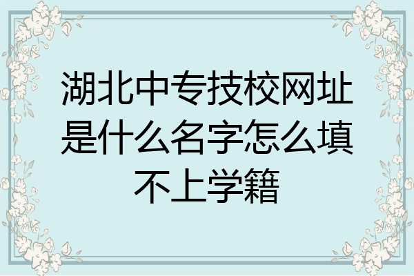湖北中专技校网址是什么名字怎么填不上学籍
