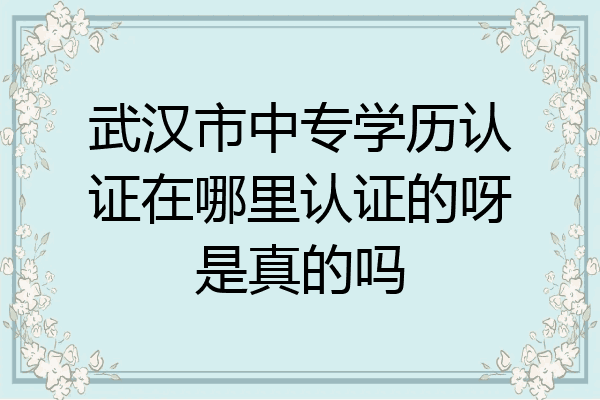 武汉市中专学历认证在哪里认证的呀是真的吗