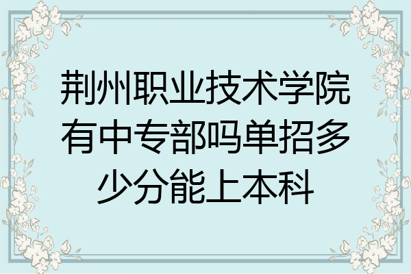 荆州职业技术学院有中专部吗单招多少分能上本科