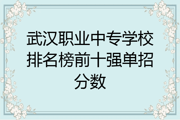 武汉职业中专学校排名榜前十强单招分数
