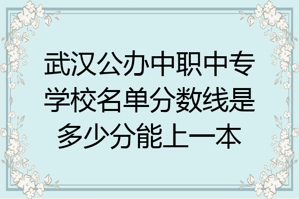 武汉公办中职中专学校名单分数线是多少分能上一本