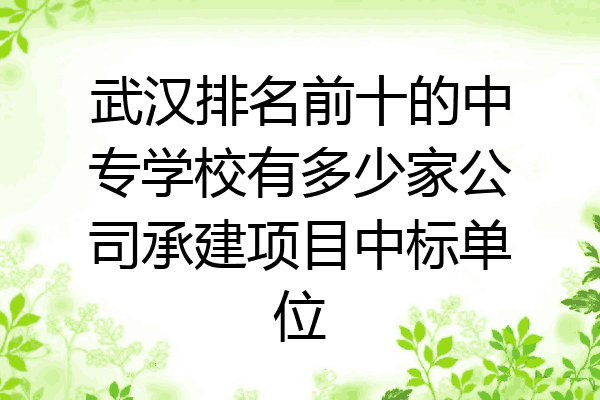 武汉排名前十的中专学校有多少家公司承建项目中标单位