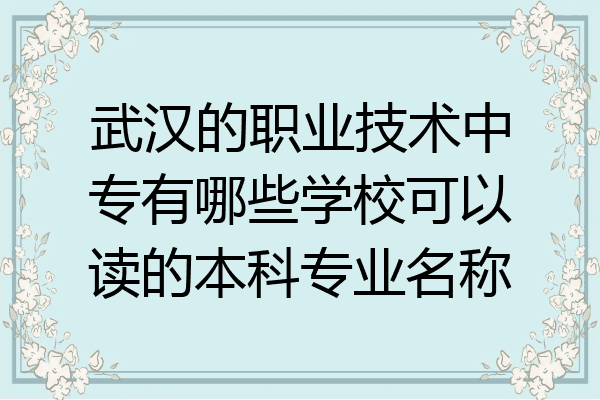 武汉的职业技术中专有哪些学校可以读的本科专业名称
