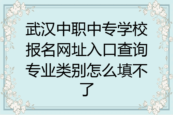 武汉中职中专学校报名网址入口查询专业类别怎么填不了