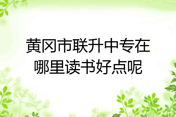 黄冈市联升中专在哪里读书好点呢