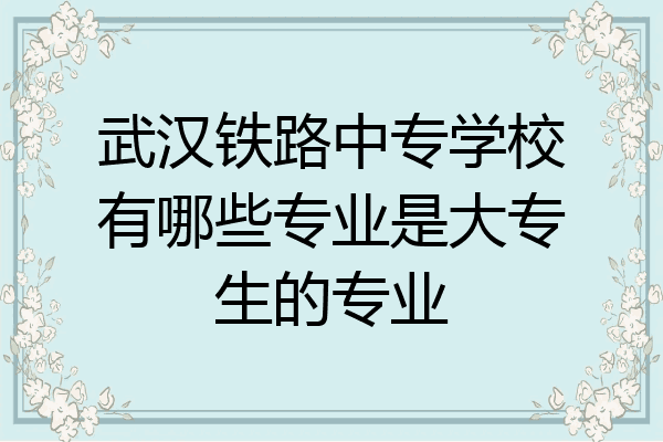 武汉铁路中专学校有哪些专业是大专生的专业