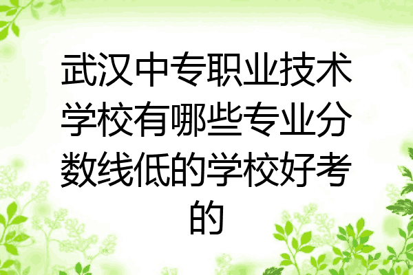 武汉中专职业技术学校有哪些专业分数线低的学校好考的