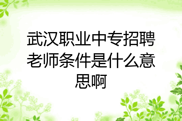 武汉职业中专招聘老师条件是什么意思啊