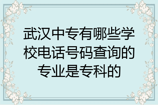 武汉中专有哪些学校电话号码查询的专业是专科的
