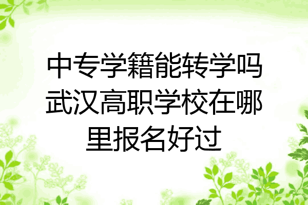 中专学籍能转学吗武汉高职学校在哪里报名好过