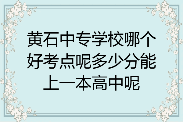 黄石中专学校哪个好考点呢多少分能上一本高中呢