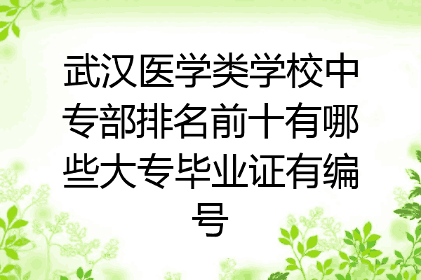 武汉医学类学校中专部排名前十有哪些大专毕业证有编号