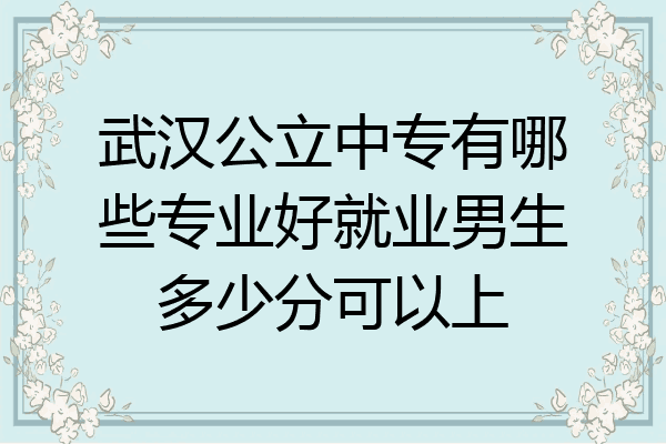 武汉公立中专有哪些专业好就业男生多少分可以上