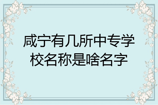咸宁有几所中专学校名称是啥名字