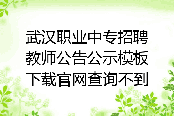 武汉职业中专招聘教师公告公示模板下载官网查询不到