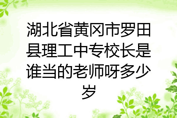 湖北省黄冈市罗田县理工中专校长是谁当的老师呀多少岁