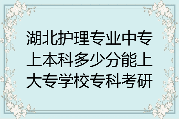 湖北护理专业中专上本科多少分能上大专学校专科考研