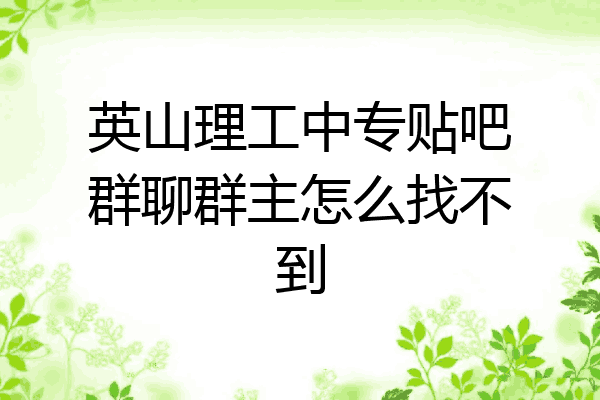 英山理工中专贴吧群聊群主怎么找不到