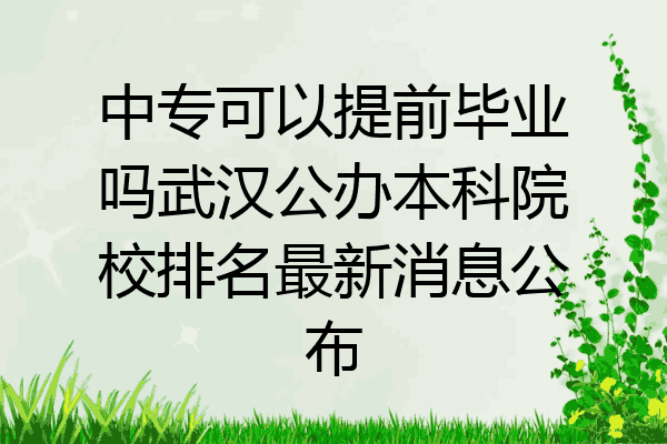 中专可以提前毕业吗武汉公办本科院校排名最新消息公布