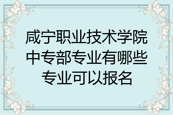 咸宁职业技术学院中专部专业有哪些专业可以报名