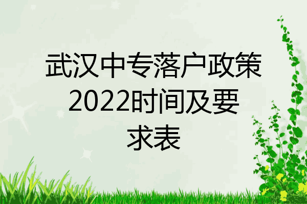 武汉中专落户政策2022时间及要求表