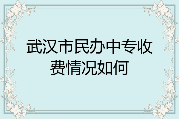 武汉市民办中专收费情况如何