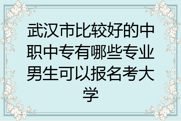 武汉市比较好的中职中专有哪些专业男生可以报名考大学