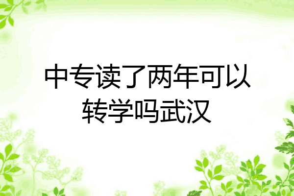 中专读了两年可以转学吗武汉