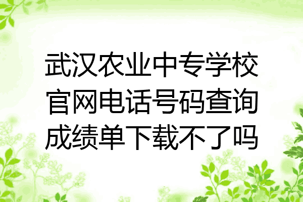 武汉农业中专学校官网电话号码查询成绩单下载不了吗