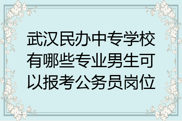 武汉民办中专学校有哪些专业男生可以报考公务员岗位
