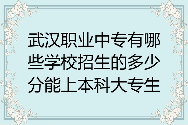 武汉职业中专有哪些学校招生的多少分能上本科大专生