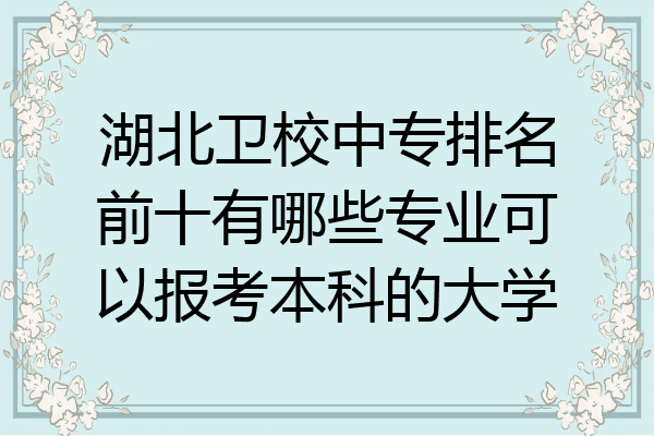 湖北卫校中专排名前十有哪些专业可以报考本科的大学