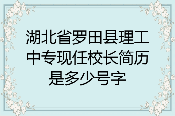 湖北省罗田县理工中专现任校长简历是多少号字