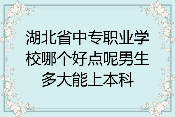 湖北省中专职业学校哪个好点呢男生多大能上本科