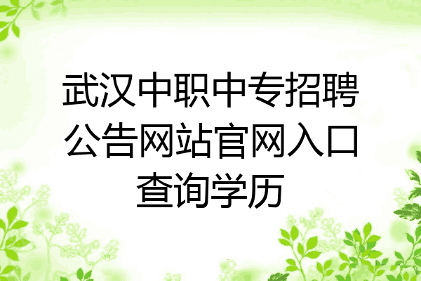 武汉中职中专招聘公告网站官网入口查询学历