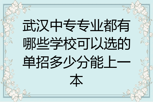 武汉中专专业都有哪些学校可以选的单招多少分能上一本