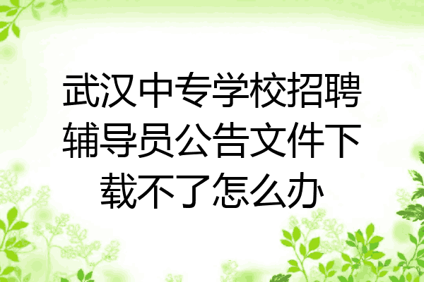 武汉中专学校招聘辅导员公告文件下载不了怎么办