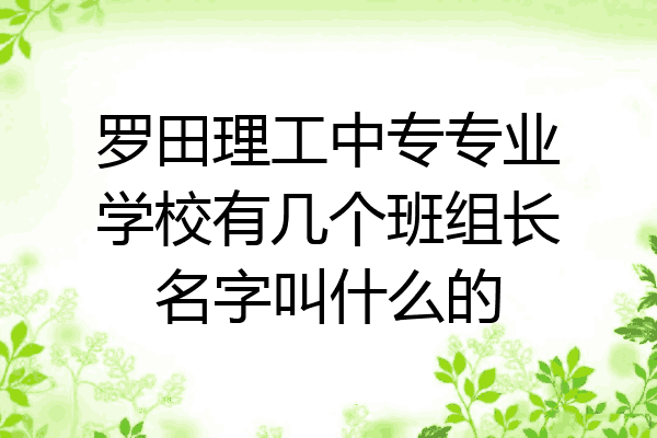 罗田理工中专专业学校有几个班组长名字叫什么的