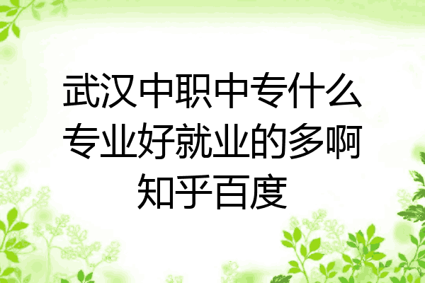 武汉中职中专什么专业好就业的多啊知乎百度