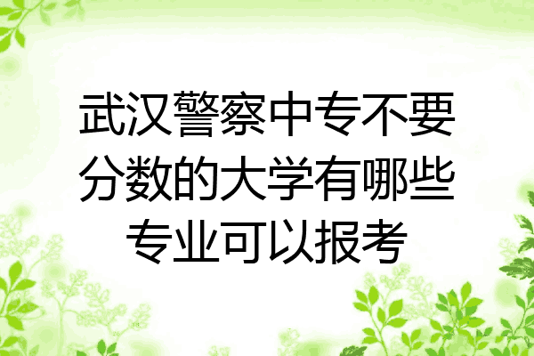 武汉警察中专不要分数的大学有哪些专业可以报考