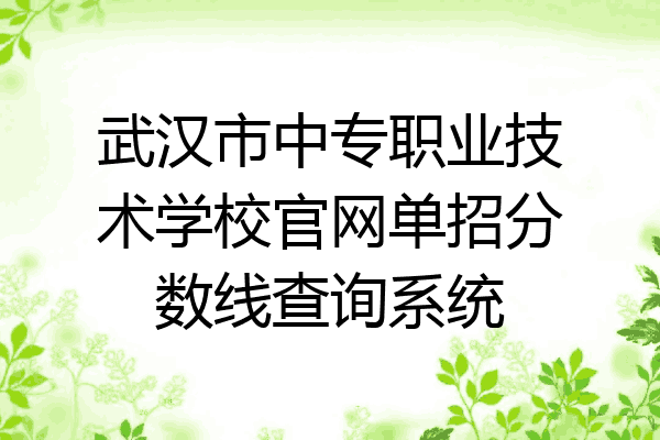 武汉市中专职业技术学校官网单招分数线查询系统