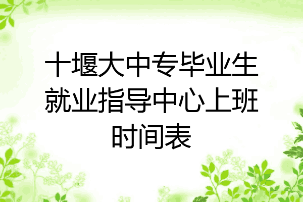 十堰大中专毕业生就业指导中心上班时间表