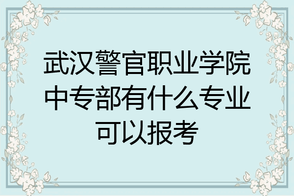 武汉警官职业学院中专部有什么专业可以报考