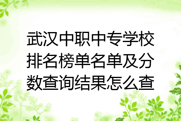武汉中职中专学校排名榜单名单及分数查询结果怎么查