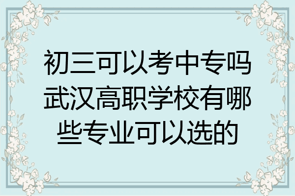 初三可以考中专吗武汉高职学校有哪些专业可以选的