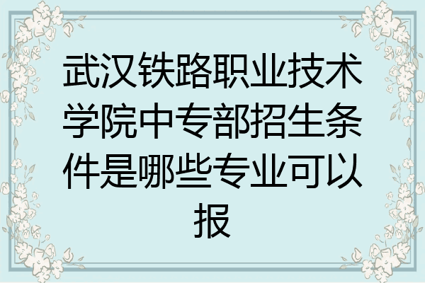 武汉铁路职业技术学院中专部招生条件是哪些专业可以报