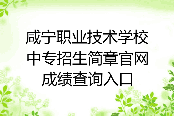 咸宁职业技术学校中专招生简章官网成绩查询入口