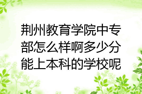 荆州教育学院中专部怎么样啊多少分能上本科的学校呢