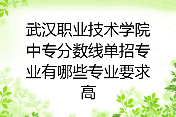 武汉职业技术学院中专分数线单招专业有哪些专业要求高