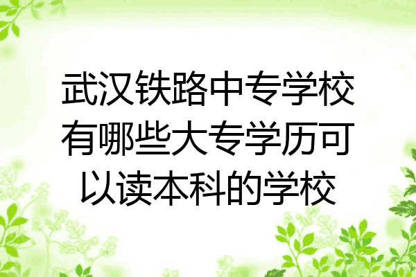 武汉铁路中专学校有哪些大专学历可以读本科的学校